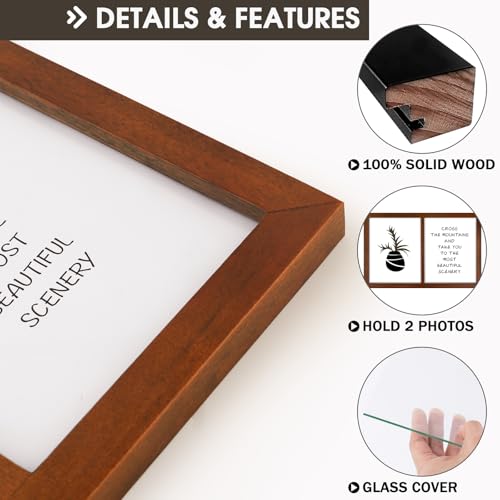 Golden State Art, 8x10 Double Picture Frame, Display Two 8x10 Photos(Brown) | Solid Wood - Real Glass For Wall Mounting (Brown, 2 Pack) - color: Brown, size: 2 Openings 8x10 (2 Pack)