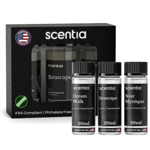Fragrance Diffuser Oils 3X20 mL, Aromatherapy Set for Cold Diffusers | Scentia Luxury Hotel Series Blended Diffuser Oils, 3X20 mL, Long-Lasting Aroma For Home Relaxation