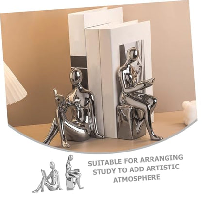 Ciieeo Modern Ceramic Bookends Reading Statue Bookshelf Decor Unique Desktop Decor