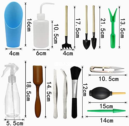 14Pcs Mini Bonsai Tools Set Gardening Transplanting Tools Succulent Plant Tools Set for Shovel Operation Convenient Indoor and Outdoor Small Fairyland Garden Plant Care