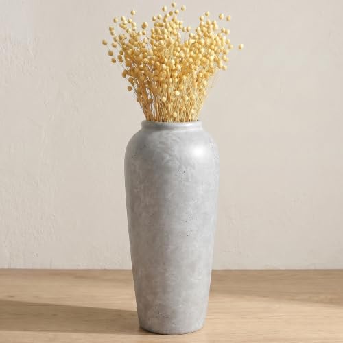 Wide Mouth Large Ceramic Vase, Vintage Grey Decor Vase, 19 Inches Tall - color: 19”h-vintage Grey