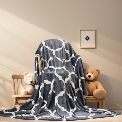 Richave Gray Pattern Twin Size Blanket,Premium Lightweight Anti-Static 66x90 Inches Throw Blankets for Twin/Twin XL Extra Long Bed,Couch, Sofa, Chair, Camping, Picnic,Grey and White - color: Grey and White, size: Twin (90-Inch-by-66-Inch)