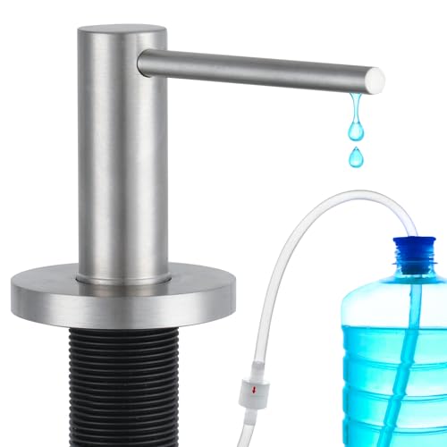 Upgraded Soap Dispenser for Kitchen Sink Brushed Nickel, Stainless Steel Countertop Pump, Built in Sink Soap Dispenser with 47" Extension Tube kit - color: Brushed Nickel
