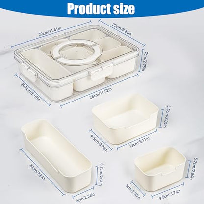 Bandesun Divided Serving Tray with Lid and Handle - Clear Organizer for Candy, Fruits, Nuts, Snacks - Perfect for Party, Entertaining - Snackle Box Charcuterie Container for Portable Snack Platters - style: compartments Long 1pcs Small 4pcs Medium 1pcs