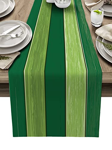 Vandarllin Table Runners Small 13X36 Inches Forest Lime Green,Cotton Linen Farmhouse Retro Rustic Barn Wood Texture Tablecloths Non-Slip Party Table Decorations for Kitchen,Home,Dining,Outdoor, - color: Forest Lime Green, size: Small 13x36