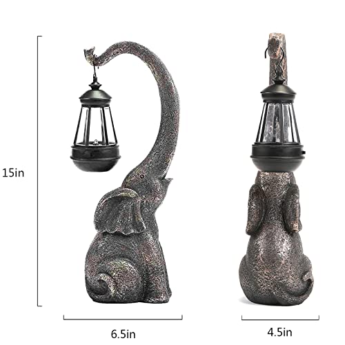 IVCOOLE Elephant Statue, Elephant Garden Statue with Solar Light, Elephant Decor, Outdoor Elephants Statue, Elephants Gifts for Mom