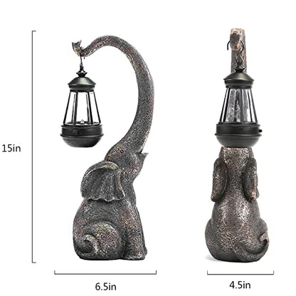 IVCOOLE Elephant Statue, Elephant Garden Statue with Solar Light, Elephant Decor, Outdoor Elephants Statue, Elephants Gifts for Mom