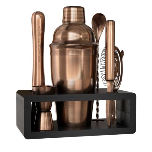 Highball & Chaser Cocktail Shaker Set: Bartender Kit for Home Bar Mixology Cocktail Bar Set Plus E-Book with 30 Recipes - color: Antique Copper