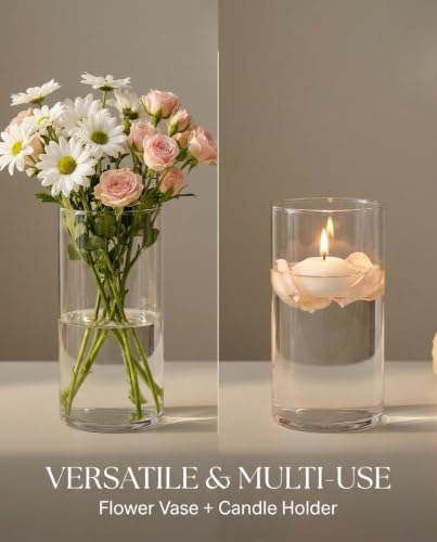 DicraoLe 12Pcs Borosilicate Glass Vase Set, | Durable Flower Vase Bulk for Wedding Centerpieces, Clear Small Bud Vases for Restaurants, Parties & Home Table Decor