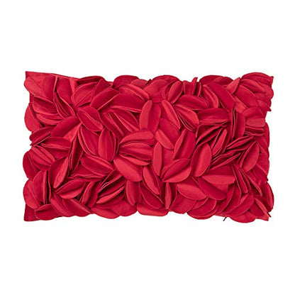 KINGROSE Handmade 3D Flower Throw Pillow Cover Decorative Cushion Cover Soft Pillow Case Sham for Sofa Couch Bed Living Room Home 12 X 20 Inches Velvet Christmas Red | Handmade Floral Pillowcase, Soft Decorative Cushion Cover for Sofa Couch Bed Living Roo
