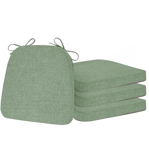 ELFJOY Non-Slip Chair Cushions for Dining Chairs Sage Green 16.7"x16" | 4 Pack, with Ties and Washable Cover, U Shape, Breathable Fabric, for Kitchen Dining Office Folding Chairs，Comfortable - color: Sage Green