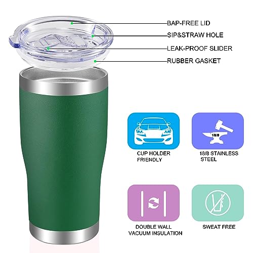 VEGOND 20oz Tumbler Stainless Steel Tumbler Cup with Lid And Straw Vacuum Insulated Double Wall Travel Coffee Mug(Dark Green 12 Pack) - color: Dark Green, size: 12 Count (Pack of 1)