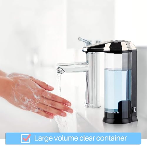 Secura 17oz Automatic Liquid Soap Dispenser, Touchless Battery Operated Hand Soap Dispenser with Adjustable Soap Dispensing Volume Control Dial, Personal Care Dispenser (Brushed Nickel) - color: Brushed Nickle, size: 500ml
