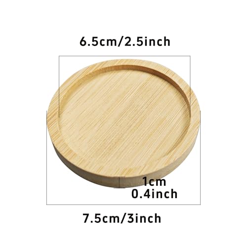 6Pcs 2.5” Bamboo Plant Saucer, Round Pot Tray for Indoor Planters, Succulent Holder Drainage Tray, Versatile Coaster Set for Home Office Decor - size: 2.5”