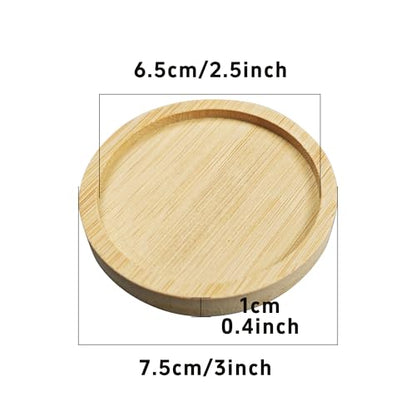 6Pcs 2.5” Bamboo Plant Saucer, Round Pot Tray for Indoor Planters, Succulent Holder Drainage Tray, Versatile Coaster Set for Home Office Decor - size: 2.5”