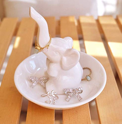 PUDDING CABIN Elephant Gifts for Mom Mothers Day Ring Holder Ring Dish, Elephant Gifts for Women Mom Birthday Wedding Christmas Valentine's Day - style: Elephant