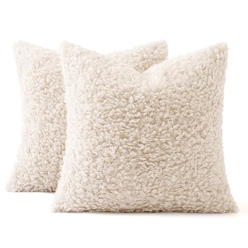 MIULEE Set of 2 White Throw Pillow Covers 18x18 Inch Pack of 2 White Throw Pillow Covers 18x18 Inch