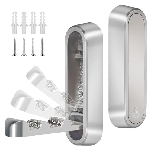 2PCS Foldable Wall Hooks, Heavy Duty Zinc Alloy Folding Wall Hooks,Folding Coat Hooks, Flip Down Hook for Hanging Coats, Bags, Hats, Cooking Utensil, Bathrobes, Keys (Silver) - color: Silver, size: 2 Hooks