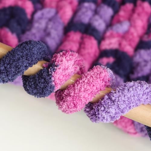 Jumbo Chunky Yarn for Hand Knitting - Super Thick Chenille Chunky Yarn for Crocheting - Extra Soft Bulky Fluffy Blanket Big Yarns 8 Jumbo Pack (27yds,8 oz Each Skein) - color: Midnight Orchid