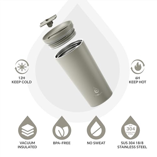Ideus 17 oz Travel Coffee Mug, Double Wall Vacuum Stainless Steel Insulated Coffee Tumbler With Lid, Splash-Proof & Cup Holder Friendly, Keeps Drinks Hot/Cold, Dishwasher Safe, Celadon - color: Celadon
