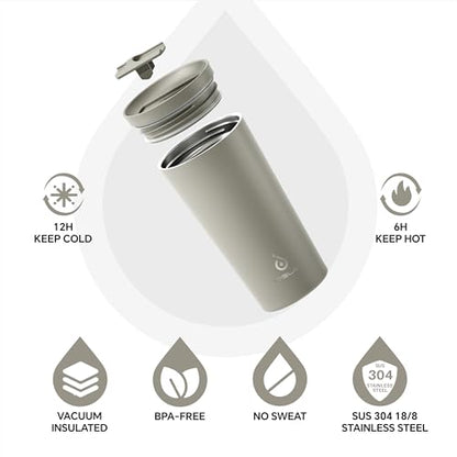 Ideus 17 oz Travel Coffee Mug, Double Wall Vacuum Stainless Steel Insulated Coffee Tumbler With Lid, Splash-Proof & Cup Holder Friendly, Keeps Drinks Hot/Cold, Dishwasher Safe, Celadon - color: Celadon