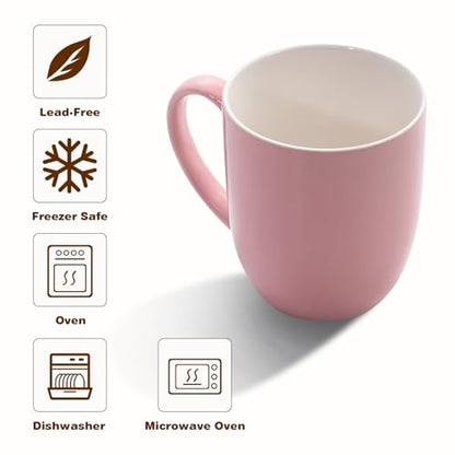 Urbanstrive 16 oz Large Coffee Mug with Handle Tea Cup Novelty Coffee Cup Idea Gift for Men Women Office Work (Pink) - color: Pink