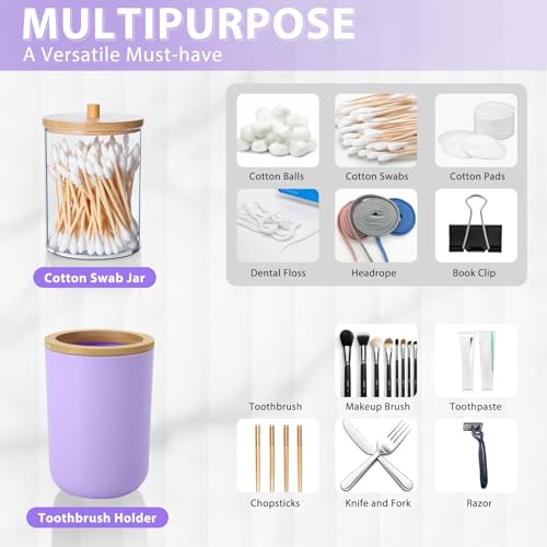 Bathroom Accessories Set 5Piece Light Purple Bathroom Sets, Toothbrush Holder, Toothbrush Cup, Lotion Soap Dispenser, Soap Dish and Qtip Holder Bathroom Decor - style: Light Purple