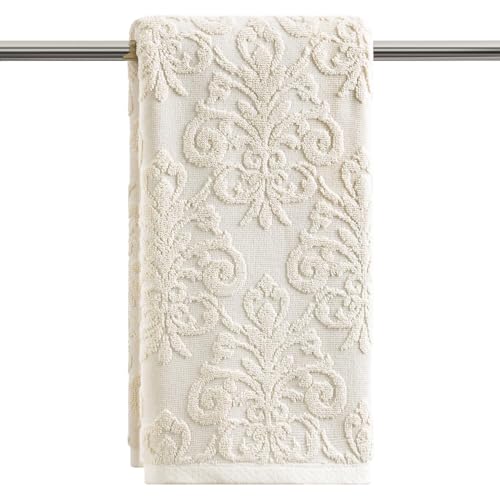 Artoid Mode 1 Pc Beige 3D Vintage Floral Hand Towels for Bathroom, 100% Cotton Soft Absorbent Bathroom Decor Towels, 13.7 x 29.5 Inch - color: Beige, size: 13.7" x 29.5", 1PC