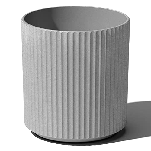 Veradek Demi Series Round Planter for Porch, Patio, Backyard | Durable Plastic-Concrete Material | Modern Décor for Tall Plants, Flowers - color: Gray, size: 16 inch