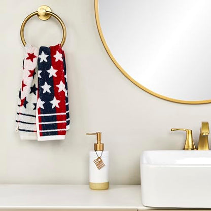 SKL Home Patriotic 4th of July Red White and Stars Hand Towel Set, 2 Count - color: Red White and Stars