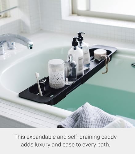 Yamazaki Home Tower Expandable Bathtub Caddy - Bathroom Tray Table Holder, 2" - Abs Plastic -