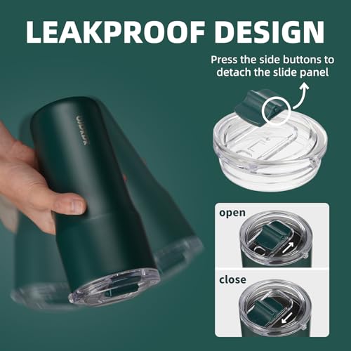 BJPKPK 20oz Spill Proof Coffee Tumbler, Insulated Stainless Steel Cup | Double Wall Vacuum, Leakproof Lid, Keeps Hot/Cold/Iced, BPA Free, Dishwasher Safe, Cupholder, Travel, Dark Green - color: Dark Green