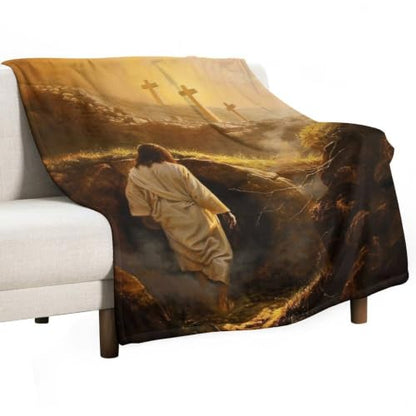 Jesus Leaving The Tomb 01 Flannel Blankets Fleece Soft Throw Lightweight Plush Gifts for Couch, Bed, Cozy Sofa Plush, Chair, Lovers 30x40in（75x100cm） - color: Style-10, size: 30x40in（75x100cm）