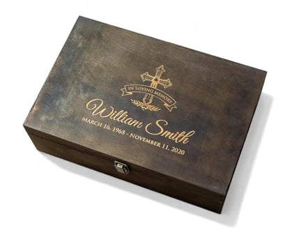 Personalized Memorial Keepsake Box - Custom Engraved Wooden Memory Box for Remembrance Sympathy Gift for Loss of Loved One - Funeral Urn Box for Ashes, Photos, Mementos - Customized Gifts - style: 9. Memorial Designs