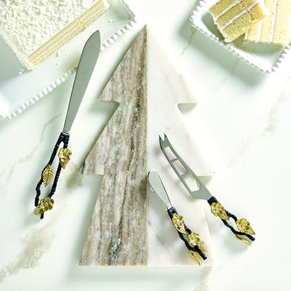 Santa Barbara Design Studio 2-Tone Marble Christmas Tree Shaped Charcuterie Cheese Tray, 14" x 8" - size: 14" x 8" x 1"