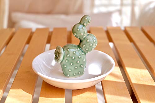 PUDDING CABIN Cactus Gifts for Women Cactus Ring Holder Dish Birthday Gifts for Women Girls Friends, Cactus Decor for Bathroom Nighstand, Wedding Valentine's Day Xmas Gifts Mothers Day Gifs - style: Green Cactus
