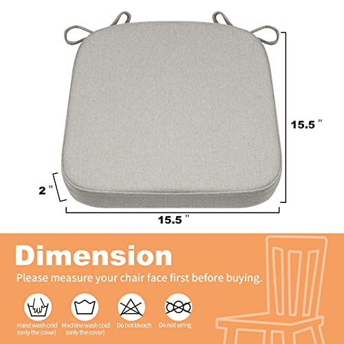 SINOSSO Memory Foam Chair Cushion for Folding Chair 1 Pcs, Thickened 2" Square Kitchen Chair Pad with Ties, Indoor Non-Slip Dining Chair Seat Cushion (1 Piece, Light Grey) - color: Light Grey