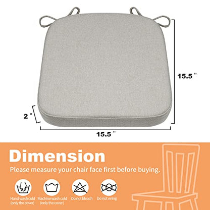 SINOSSO Memory Foam Chair Cushion for Folding Chair 1 Pcs, Thickened 2" Square Kitchen Chair Pad with Ties, Indoor Non-Slip Dining Chair Seat Cushion (1 Piece, Light Grey) - color: Light Grey