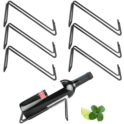 SuproBarware Stainless Steel Single Bottle Wine Rack - Set of 6, Stylish Bottle Organizer for Countertop or Dining Table - color: Black 6