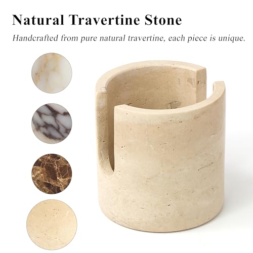 Natural Marble Sponge Holder, Travertine Stone Drying Rack for Kitchen Sink | 1.4 lb Handcrafted Stone Kitchen Sponge Holder with Anti-Slip Pad, Fast Drying Sink Caddy for Kitchen Counter Organizer - color: Travertine Beige