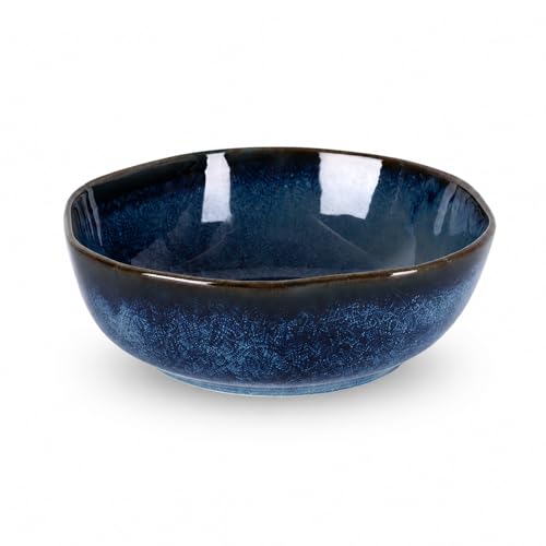 Blue Ceramic Bowl, 7.5in Decorative Serving Bowl for Coffee Table Decor - size: 7.5in