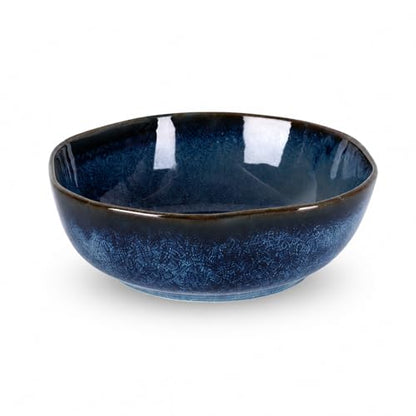 Blue Ceramic Bowl, 7.5in Decorative Serving Bowl for Coffee Table Decor - size: 7.5in
