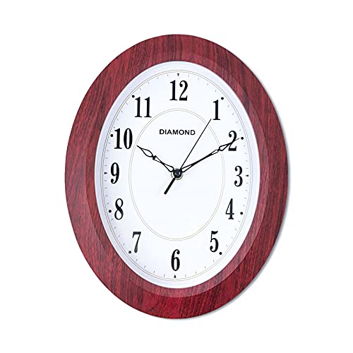 Vintage Wall Clock Retro Oval Wall Clocks Silent Non Ticking Quartz Battery Operated Easy to Read Decorative for Cafe Kitchen Living Room Bedroom Bathroom Decor by 13 inch