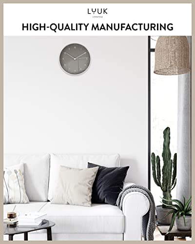 Modern Silent Quartz Wall Clock, 10in, Dark Grey & Silver | Designed in Germany, Simple & Elegant, Non-ticking, Analog, Battery operated, Housewarming gift, for Living room, Bedroom - color: Dark Grey, 10"
