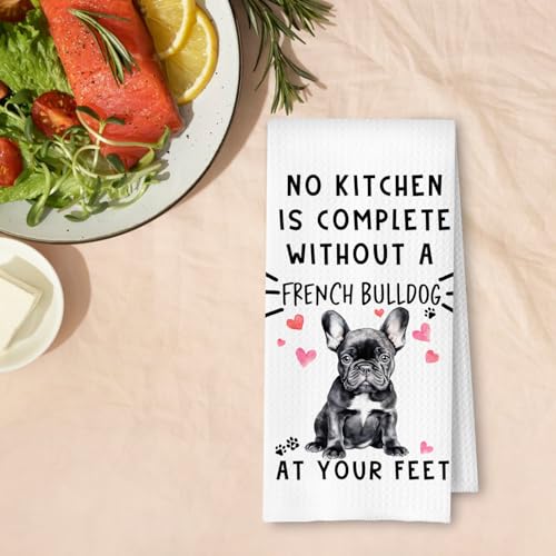 French Bulldog Funny Dog Kitchen Towels for Women - French Bulldog Waffle Weave Hand Towels,A Kitchen is Not Complete Dish Towel for Home Bathroom,16×24 Inch - color: French Bulldog