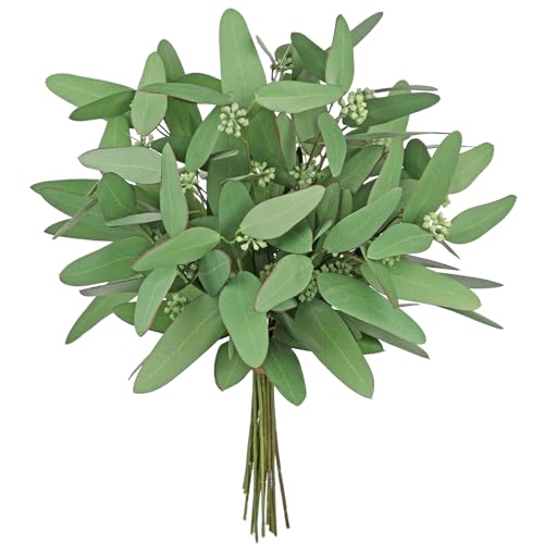Faux Eucalyptus Stems Willow Eucalyptus Leaves 14” Faux Greenery 16 Pcs Artificial Greenery Stems for DIY Bouquet Arrangements Centerpieces Shower Decorations-Artificial Eucalyptus Stems - color: Eucalyptus #02