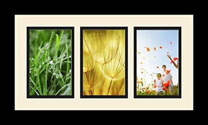 ArtToFrames Collage Photo Frame Single Mat with 3-4x6 Openings with Satin Black Frame and Baby Blue mat. - color: 3 - 4x6 - (2158), size: Baby Blue