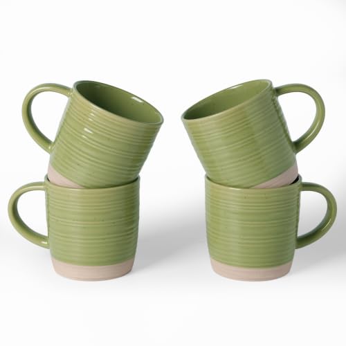 famiware Coffee Mugs Set of 4, 13 oz Mug Set, Ceramic Cup Set with Handle | Stoneware Mug for Coffee, Tea, Latte, Cappuccino, Microwave and Dishwasher Safe, Constellation Series，Olive Green - color: Constellation-Olive Green, size: 4 Count (Pack of 1)
