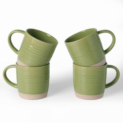 famiware Coffee Mugs Set of 4, 13 oz Mug Set, Ceramic Cup Set with Handle | Stoneware Mug for Coffee, Tea, Latte, Cappuccino, Microwave and Dishwasher Safe, Constellation Series，Olive Green - color: Constellation-Olive Green, size: 4 Count (Pack of 1)