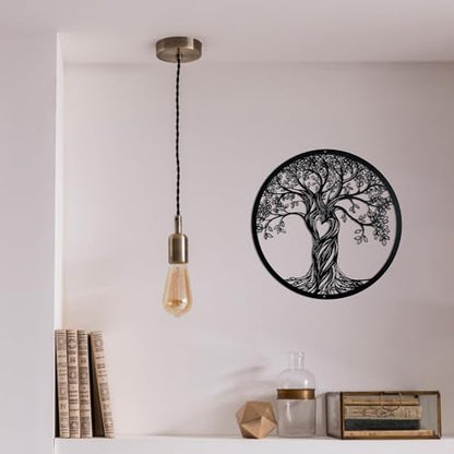 Acopelo Metal Wall Decor, Tree of Life, Black, 18 Inches | Tree Art Wall Sculpture, Laser Cut Rustic, For Living Room Bedroom, Indoor Outdoor